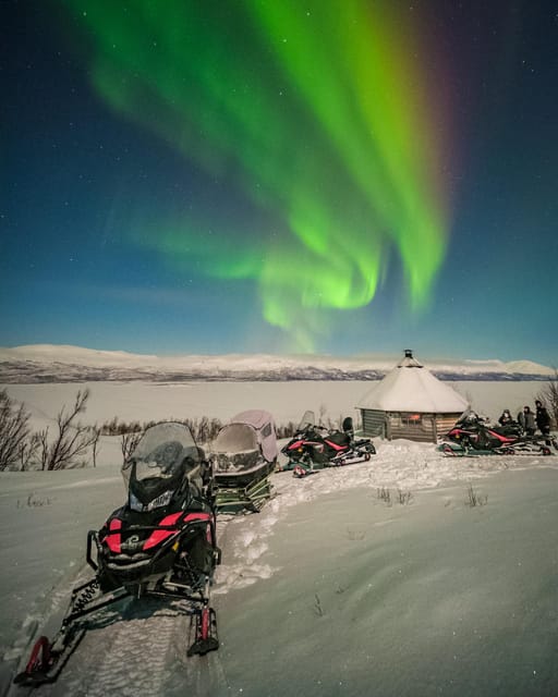 Björkliden/Abisko: Night Sky Snowmobile Tour - A fire, hot drink, and lingonberry pause