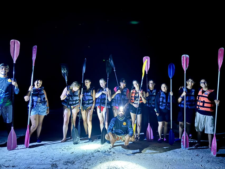 Holbox: Bioluminescence by Kayak and Stargazing. - Walking across a sandbar lit by your footprints