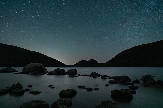 Milky Way Photography Workshop in Acadia National Park - Otter Cliff: dramatic rock beside the stars