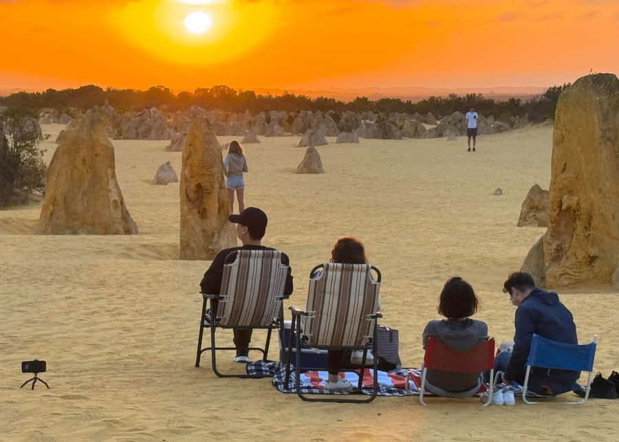 Perth: Pinnacles Stargazing, Sandboarding & Beach Kangaroos - Sunset among the Pinnacles at Nambung National Park