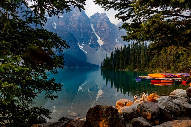 Sunset at Moraine Lake & Stargazing Tour from Canmore/Banff - Morant’s Curve and the railway below the peaks
